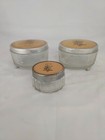 3pc Vintage  Antique  Art Deco Powder Dresser Jar Vanity Set With Celluloid Lid 