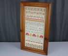 1970 s Embroidered Cross Stitch Abc Sampler  Framed While On This Glowing Canvas