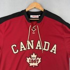 Vintage Team Canada Hockey Jersey Mens Medium Red Teepee Sports Tie Logo 90s