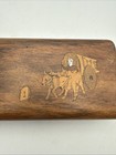 Vintage Wooden Hinged Inlaid 8 5    X 3 5    Trinket Box