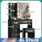 6-drawers Vanity Desk Jewelry Storage Makeup Desk Table With Mirror And Lights