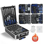 909pcs Mechanics Tool Set Socket Wrench Kit Silver Storage Trolley Case