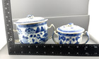 Two Antique Chinese Export Blue White Canton  Covered  Sugar Pots One Labelled