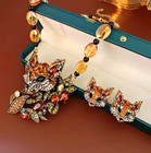 Jewelry Set Rhinestone Necklace And Earrings  Beautiful Colors