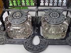 Antique Victorian Eastlake Cast Iron Double Inkwell - Pat Nov 25  1879