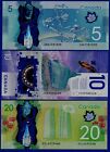 Canada Mini Polymer Set -  5   10    20  2012 - 2018  Unc Notes