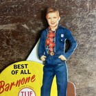 Htf Vintage 1960s Bar-none Tuf Nut Cardboard Display Stand Boy