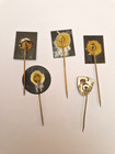Vintage Porsche Stick Pins Lot Crest Emblem Flat 8 Racing Lapel Badges Patina