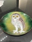 Norman Brumm Enamel On Copper Snowy White Night Owl Decorative Plate