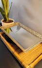 Vtg Hollywood Regency 15    Gold Tone Filigree Vanity Mirror Perfume Tray Decor