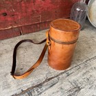 Vintage Mcm Travel Bar Flask Set With Stirrup Cups  Leather Case Made In Germany