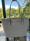 Michael Kors Jet Set Travel Medium Carryall Tote Girls Graphic Mk White Multi