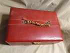 Vintage Mid-century Red Vinyl Cosmetic Case Luggage As Is W Losses Perfume Case