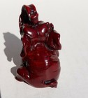 Mama Elephant   Babys Red Cinnabar Heavy Resin Trunks Up Good Luck Vintage 