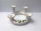 Lefton Christmas Round Quad Candle Holder Holly Berries    Leaves 7   