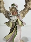 Antique Gebruder Heubach Bisque Porcelain Figural Candelabra Girl In Winter Muff