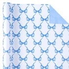 Reversible Blue Bow Wrapping Paper 17 Inch X 33 Feet Blue Bow   Solid Blue