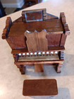 Vtg Miniature Dollhouse Wood Pump Organ Music Box Love Story 1 12 Piano   Bench