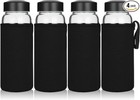 Glass Bottles 4 Pack 18 Oz With Stainless Steel Leak-proof Lid And 4 Sleeves
