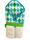 Mudpie Initial  n  Baby Hooded Bath Towel Argyle Blue Green White Preppy