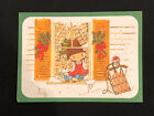 Vintage Christmas Card Cute Little Girl Cat Mouse Window Bluebirds Cindy Unused