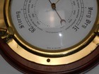 Vintage Brass   Wood Porthole Barometer Nautical Made In England Very Nice
