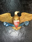 Sexton 27    Patriotic American Eagle Shield Wall Plaque Gold Aluminum Vintage