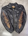 Vtg Harley-davidson  ride Free  Flame Leather Biker Jacket - Mens Xl - Road Worn