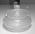 Vintage  1930 s  Glass Vanity Set-  Clear Hobnail  Perfume Bottles   Powder Jar