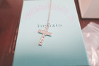Gift tliffany co 21ct diamond platinum Gold Cross pendant 17  Necklace In Box