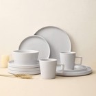 Stoneware Dinnerware Set Plates Bowls Dish Set 16-pcs Service For 4 White Glossy