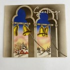 Vintage Mid Century Christmas Greeting Card Snowy Scene Church Bells Blue Gold