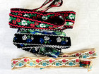 Vtg 50 s-60 s Red Green Blue Floral Jacquard Sewing Ribbon Trim Edging 3pc