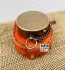      Vintage Antique Brass Pocket Compass       Nautical Maritime Gift   With Case