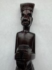 Vintage African Hand Carved Wooden Tribal Figurine Statue 13in Dark Wood