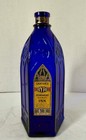 Vintage Cathedral Style Blue Glass Carter s Ink Bottle jar With Label    Stopper