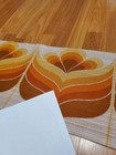 Awesome Rare Vintage Mid Century Retro 70s Yel Org Tan Blossom Knit Fabric  Look