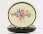 Antique Sterling Silver   Enamel Floral Mirror Make-up Compact Case 2-1 2 