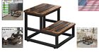 Modern 2-tier Step Stool For High Beds - Strong Metal Frame With Wooden Surface