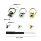 120 Pcs Screwback Round Head Rivet With Pull Ring Studs Diy 3 Color Assorted 