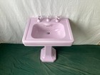 Antique 27x22 Ceramic Lavender Lilac Bathroom Pedestal Sink Standard Vtg 457-25e