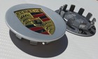 4 Porsche Silver Center Caps Concave 76mm Royal Crest 992 Cayenne  911  Carrera 