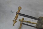 Antique  Fireplace Trivet Kettle Pot Stand Brass Iron Dated 1898 Original 19thc