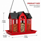 Red Metal Bird Feeder House Hanging Wild Bird Feeder Aluminum Alloy Garden