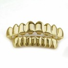 14k Premium Gold Plated Hip-hop Teeth Grillz Set   Bonus Wax High-quality
