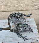 Vintage 1960s Spi Solid Bronze 7 Hole Leaping Flower Frogs Floral Stem Arranging