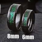 8mm Black Tungsten Carbide Men s Ring Green Celtic Dragon Wedding Band