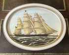 Vintage Sunshine Biscuits Double Sided Large  Oval Tin Container Nautical Ships