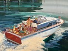 1960 s Chris Craft Cavalier Orig Advertising Illustration Painting Wayne Dunham