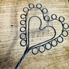 Vtg Metal Wire Rug Beater Heart House Wood Handle Primitive Farmhouse